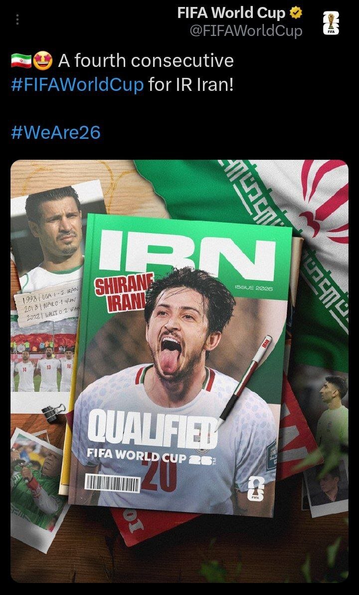 تمجید خاص فیفا از تیم ملی فوتبال ایران در شبکه‌های اجتماعی