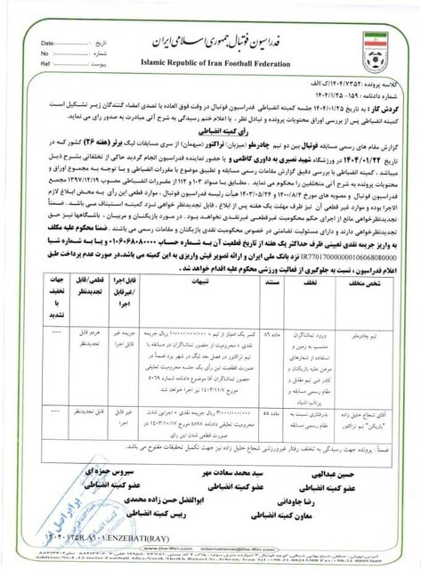 خلیل‌زاده محروم شد